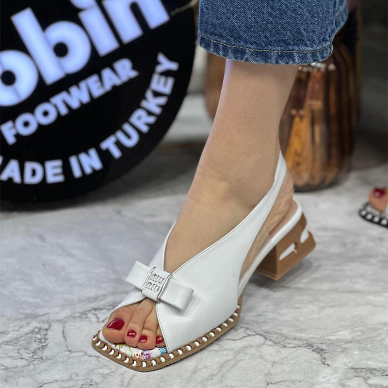Fishmouth Square Heeled Sandals