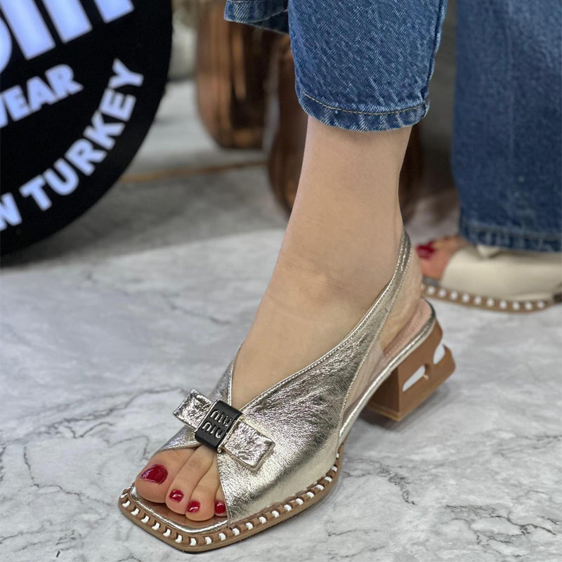 Fishmouth Square Heeled Sandals
