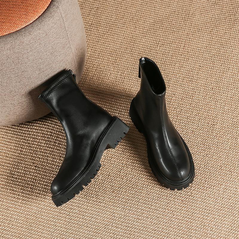 Autumn And Winter New Martin Boots Fashion Round Head Thick Bottom