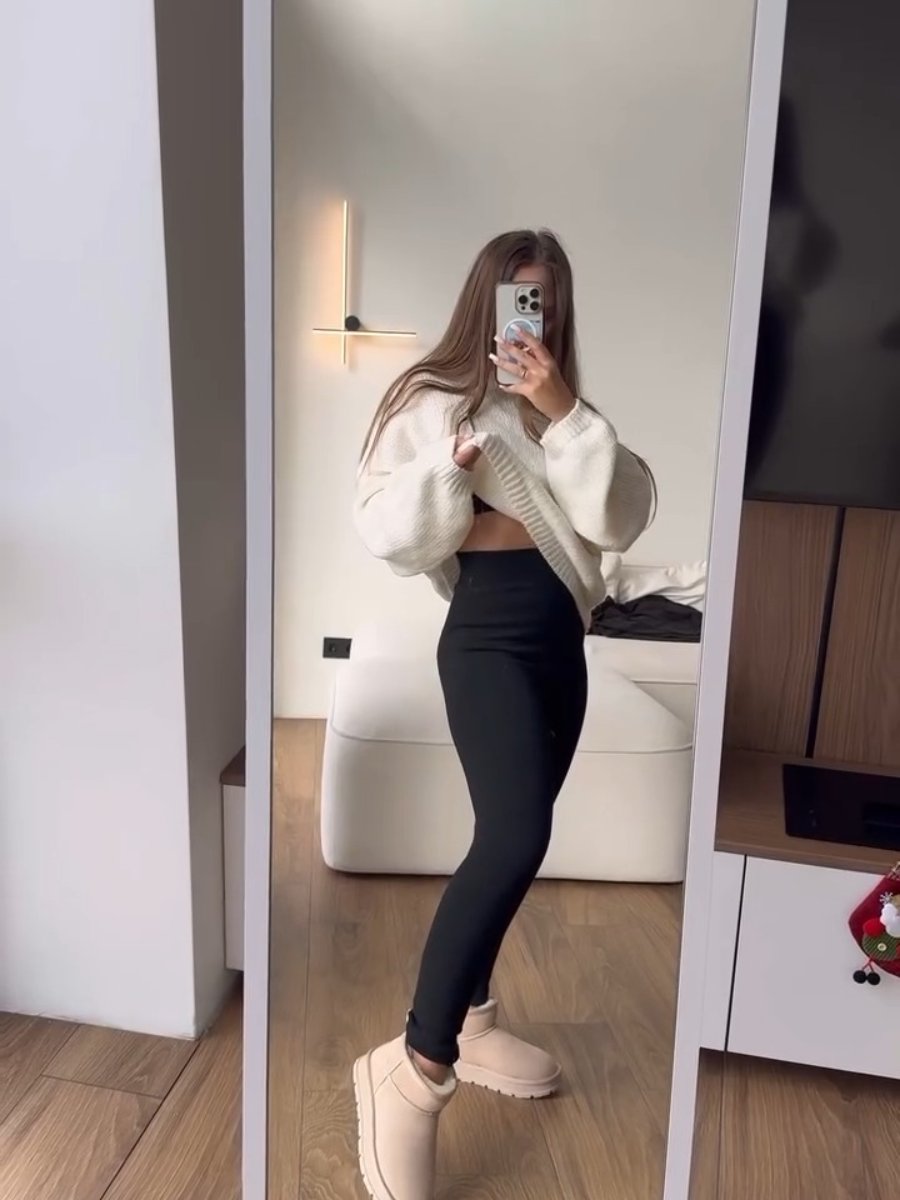 Winter Warm High-Waist Thick Wool-Lined Skinny Pants