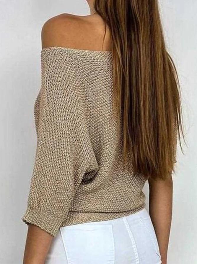 Classic Brown Knitted Long Sleeve Sweater