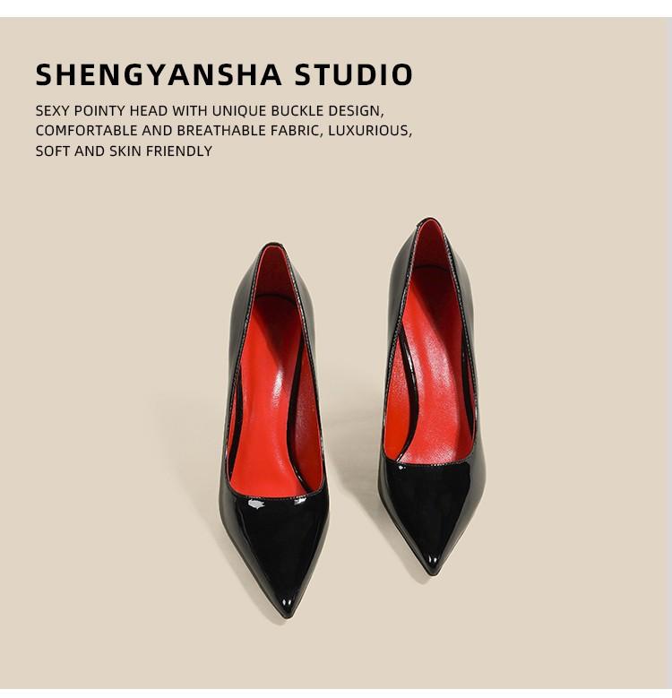 8CM Black Patent Leather Red Bottom Pumps