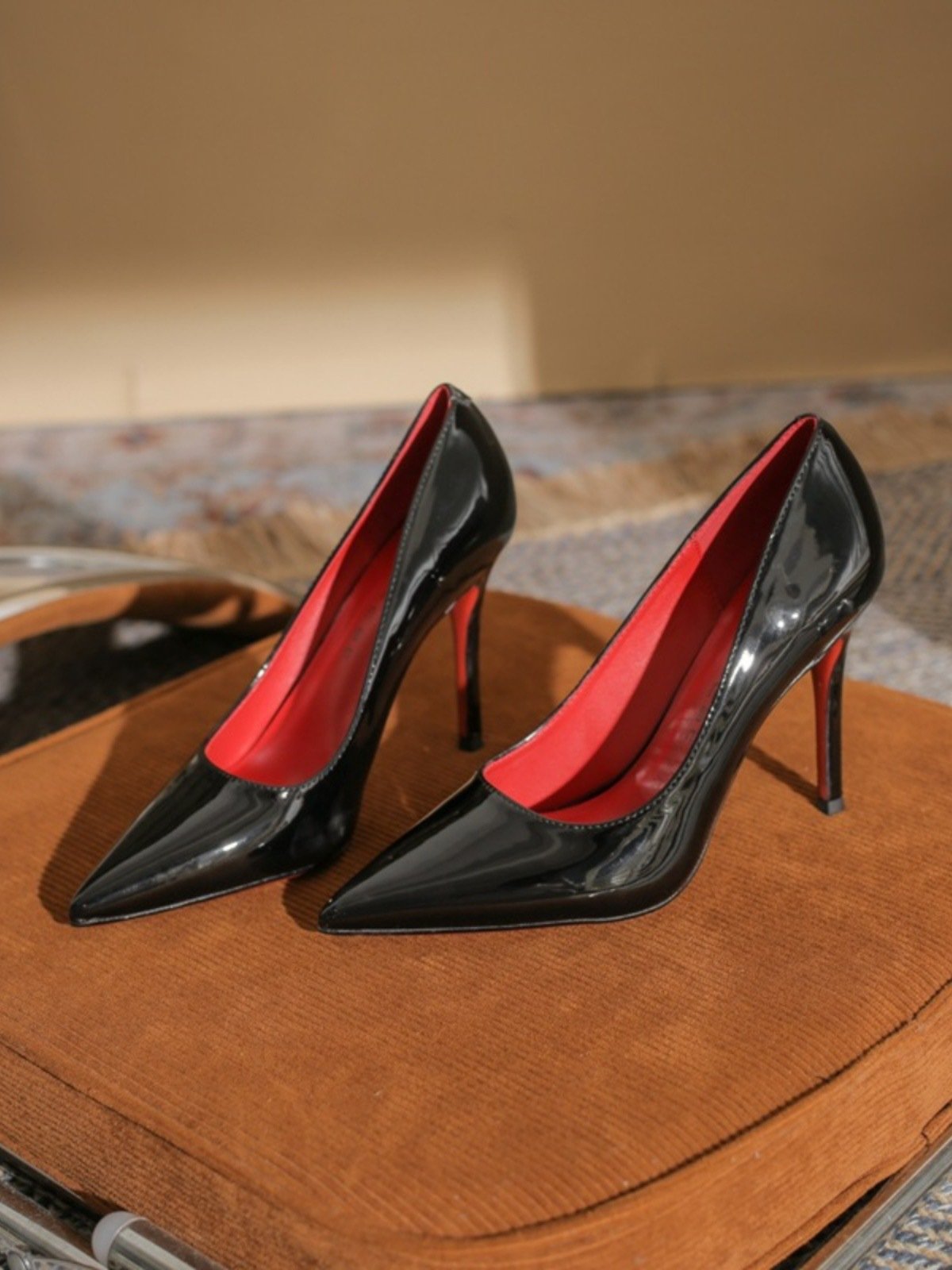 8CM Black Patent Leather Red Bottom Pumps