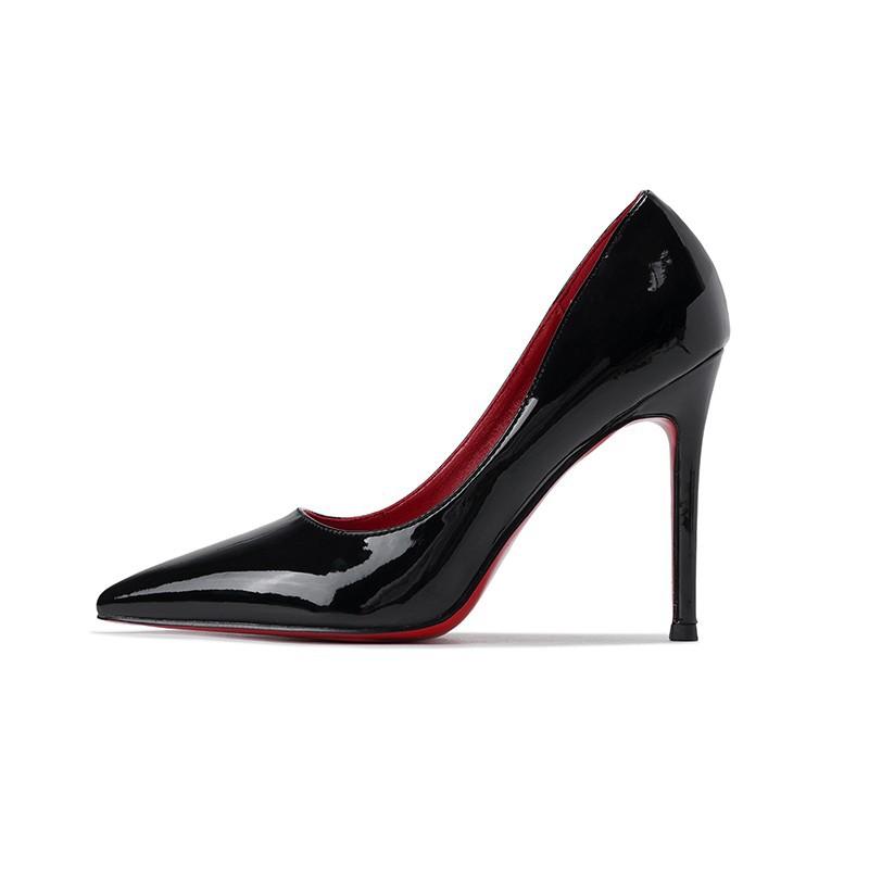 8CM Black Patent Leather Red Bottom Pumps