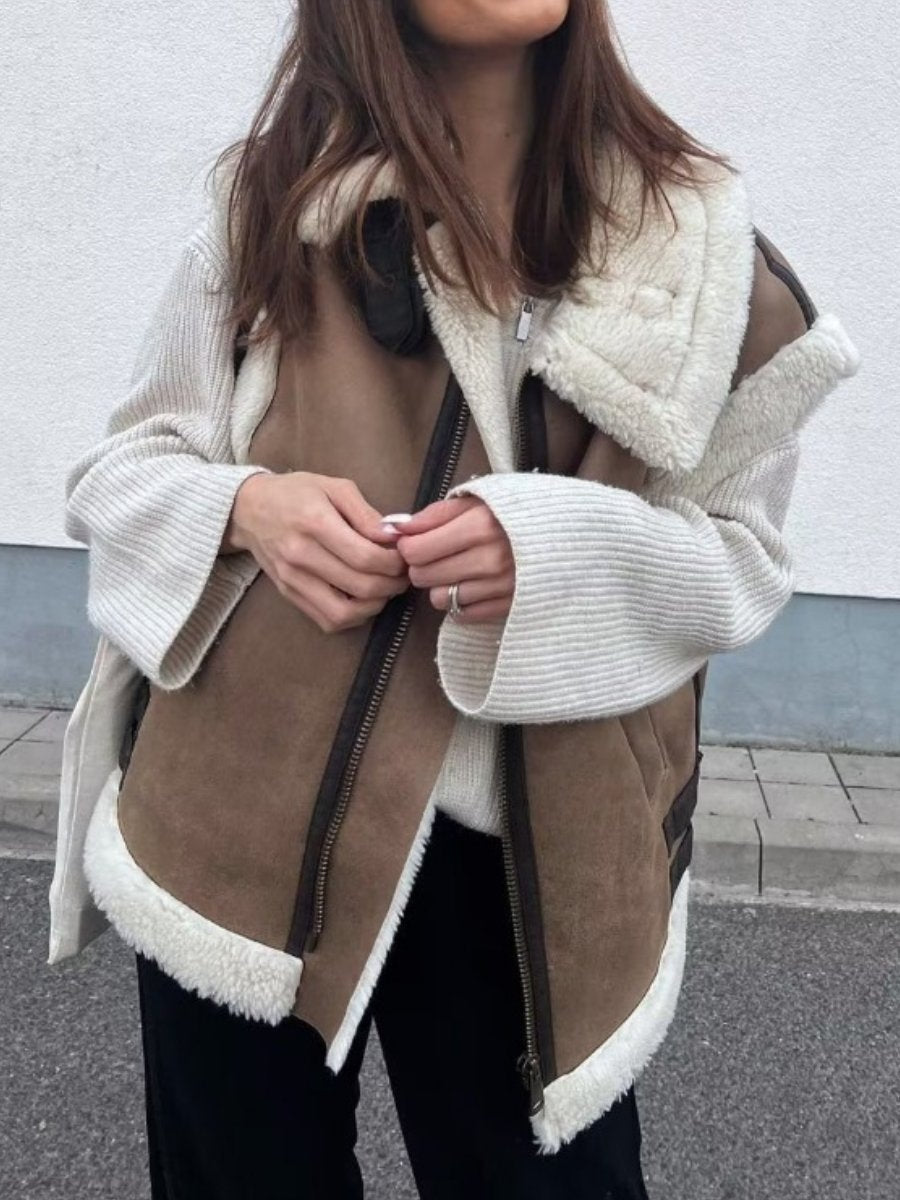 Chic Suede Zip Vest Jacket