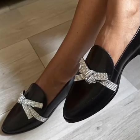 Women's Comfortable Dazzle Bow Loafers