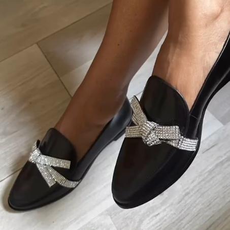 Women's Comfortable Dazzle Bow Loafers